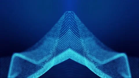Sci-fi abstract theme with particle mirror waves. 4k looped abstract blue Stock Footage 140110669