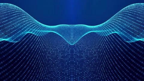 Sci-fi abstract theme with particle mirror waves. 4k looped abstract blue Stock Footage 141006099