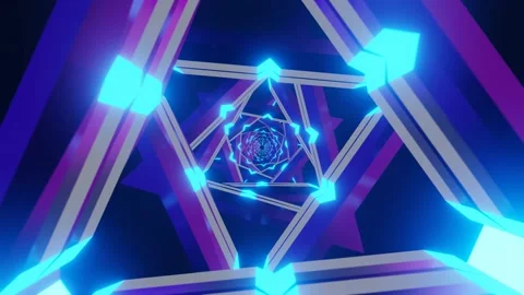 Sci-Fi abstract of Triangle Neon glow blue-purple Tunnel Loop. Stock Footage 167398154