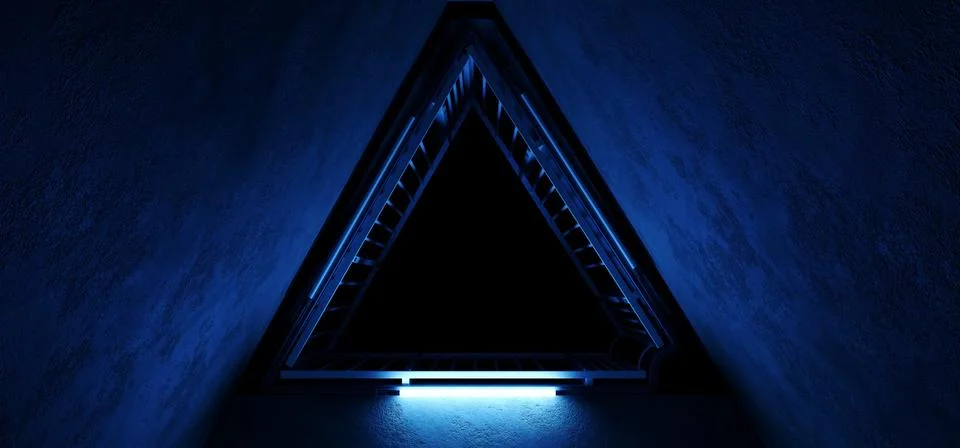 Sci Fi Alien Hi Tech Vibrant Realistic Triangle Shaped Metal Construction Wit Stock Illustration