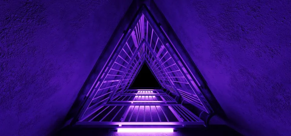 Sci Fi Alien Hi Tech Vibrant Realistic Triangle Shaped Metal Construction Wit Illustrazione stock