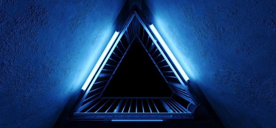 Sci Fi Alien Hi Tech Vibrant Realistic Triangle Shaped Metal Construction Wit Stock Illustration