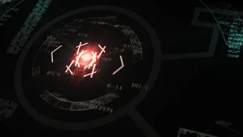 Sci-Fi Alien HUD Interface and Futuristic Targeting Radar Telemetry Screen Stock Footage 340876941