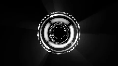 Sci-fi animated interface. different shapes are rotating on black background Stock Footage 69834825