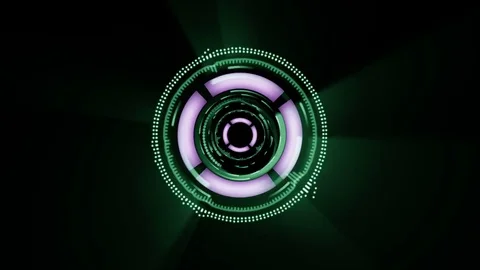 Sci-fi animated interface. different shapes are rotating on black background Stock Footage 69834922