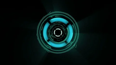 Sci-fi animated interface. different shapes are rotating on black background Stock Footage 69835607