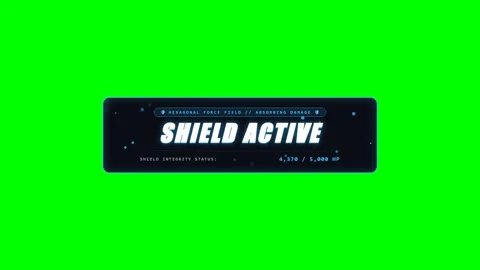 Sci-Fi Armor Shield Absorbing Damage UI on Green Screen Stock Footage 345216005