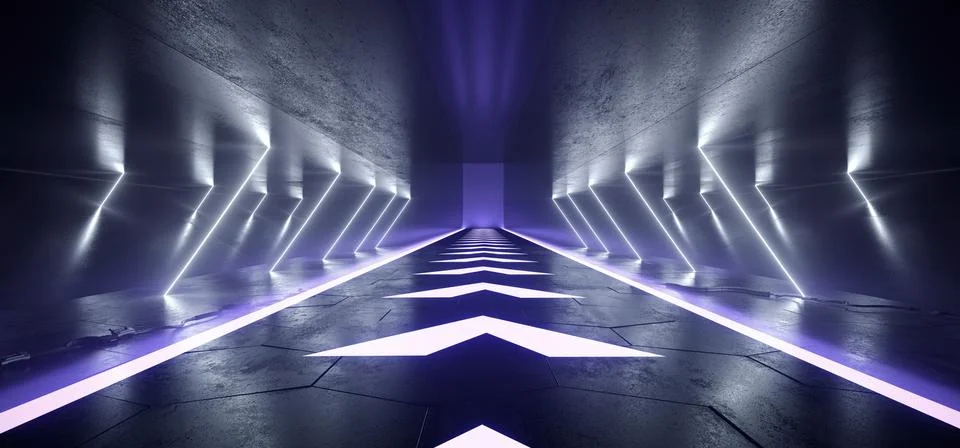 Sci Fi Arrows Lines Arc Spaceship Glowing Neon White Ice Futuristic Virtual G Illustrazione stock
