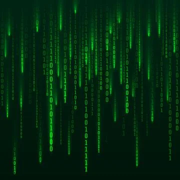 Sci-fi Background. Binary computer code. Green digital numbers. Matrix of bin Stock Illustration