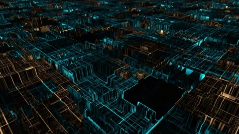 Sci-fi background with blue and orange neon lights and futuristic elements Stock Footage 269671002