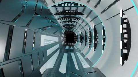 Sci-fi background corridor room smart future abstract 3d rendering Stock Illustration