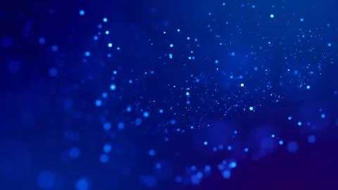 Sci-fi background. Glow blue particles on blue background are hanging in air for Stock Photos