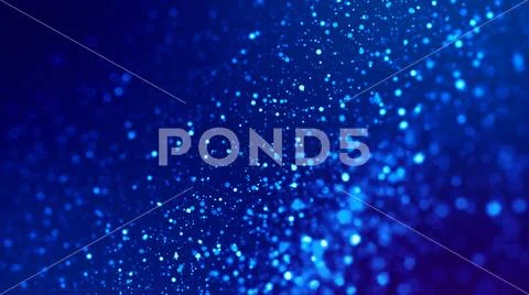Sci-fi background. Glow blue particles on blue background are hanging in air for Stock Photos