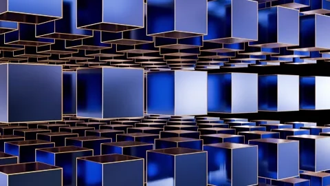 Sci Fi Background - Infinite Blue cubes 4K Stock Footage 321786754