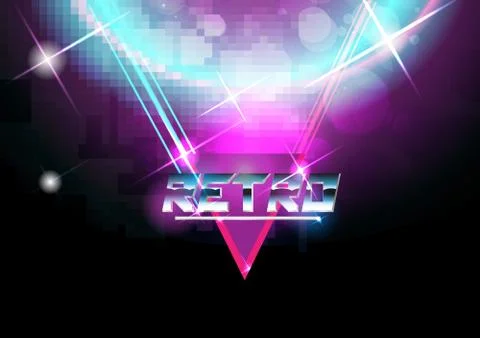Sci-Fi Background with Retro Sign - Vector Illustration Stock Illustration