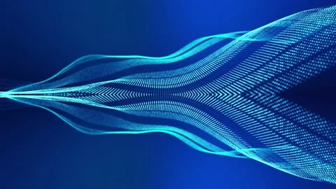Sci-fi background with waves of particles . 4k loop abstract blue background of Stock Footage 133232572