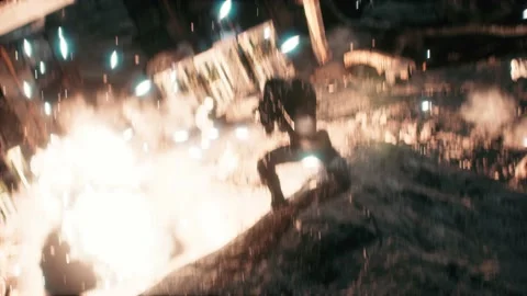 Sci-fi battle scene: robots attack the astronauts’ base Stock Footage 139659327