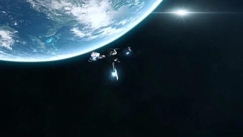 Sci Fi Battleship Approaching Earth Видео 147370152