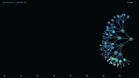 Sci-fi biological research interface displaying xeno organism specimen data.. Stock Footage 334094097