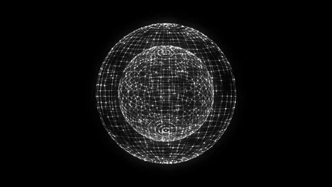 Sci-fi black sphere with particles. Concept network connection. Frame sphere. Stock-Footage 314111309