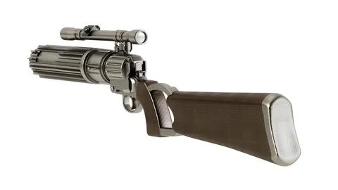 Sci-fi blaster rifle isolated on white background. 3D illustration Stock Illustration
