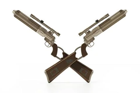 Sci-fi blaster rifle isolated on white background. 3D illustration Sci-fi ... Stock Photos