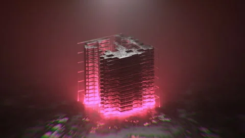 Sci Fi Blocks Transform and glow Stock Footage 253581039