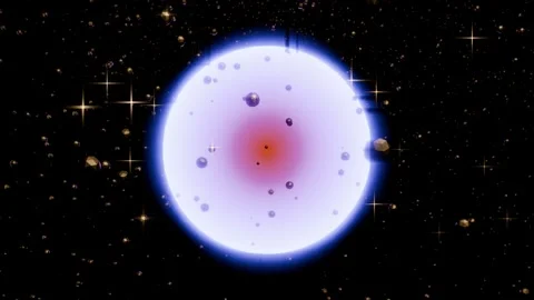 Sci Fi Blue ball gold particles explosion Stock Footage 321786751