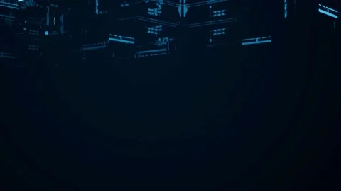 A Sci Fi Blue massive circuit grid collide Stock Footage 155234017