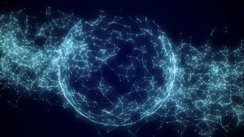 Sci-fi blue sphere with network connection on cyberspace with moving particles. Stock-Footage 297960502