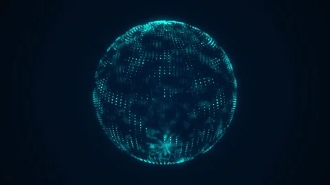 Sci-fi blue sphere with particles. Concept network connection. Stock-Footage 200762288