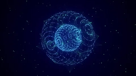 Sci-fi blue sphere with particles. Concept network connection. Frame sphere. Stock-Footage 314109758