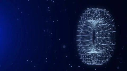 Sci-fi blue torus with particles and lines. Concept network connection. Video stock 297960503