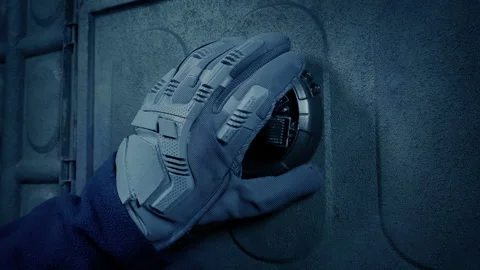 Sci-Fi Bomb Is Put On Wall And Explodes Stock Footage 169022523