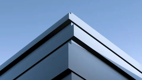 A sci-fi building, architectural design buildings horizon, animation. 3D render Stock Footage 346261170