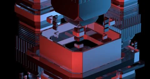 Sci-fi  building in a black background. Stock Illustration