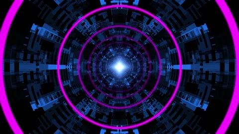 Sci Fi Circle Tunnel Background VJ Loop Stock Footage 240319292