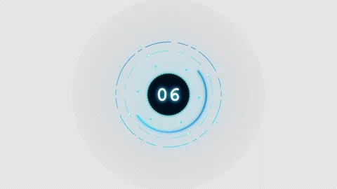 Sci-Fi Circular Countdown Timer 10 to 1 with rotating energy ring and 4K Alpha Stock Footage 345144468
