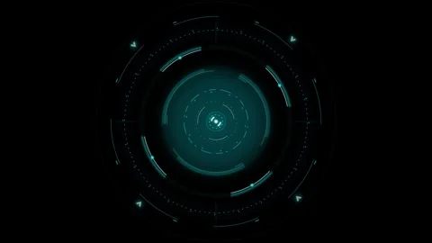 Sci-fi circular target reticle with glowing cyan and white accents on a bla.. 動画素材 335826526