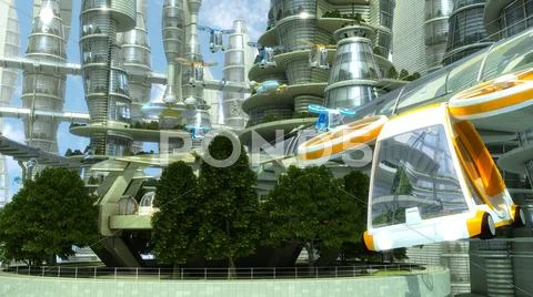 Sci fi city Stock Illustration
