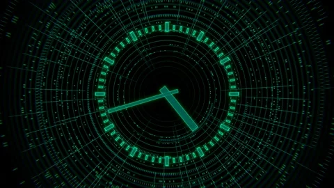 Sci-Fi clock with accelerated rotation of hands Stock Footage 201678841