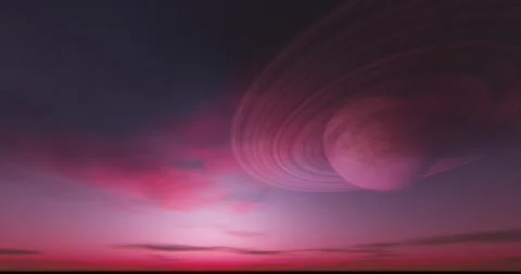 Sci-fi Colorful Cloudscape Sky Background with Alien planet. 3d Rendering Stock Footage 270244498