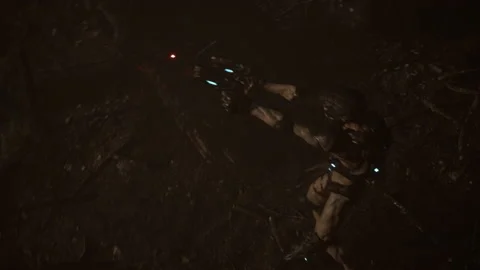 Sci-Fi Combat Aliens Soldiers Hits Fire Zombies 02 Stock Footage 232961714