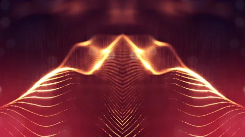 Sci-fi composition with oscillating luminous particles. 4k science fiction Video stock 98375208