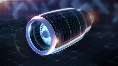 Sci fi Concept of Visualization Process Test of Aircraft Engine Aerodynamics Stock-Footage 112656932