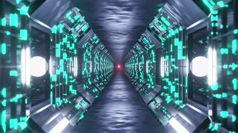 Sci-Fi Corridor With Fast Flowing Energy Stock Footage 221875655