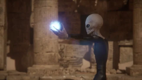 Sci-fi crystal powers rituals to awaken the pharaonic queen Stock Footage 292528874