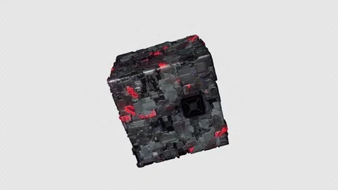 Sci-fi Cube Animation. Alien Object Animation. Alpha Channel. Loop Animation Stock Footage 278443580