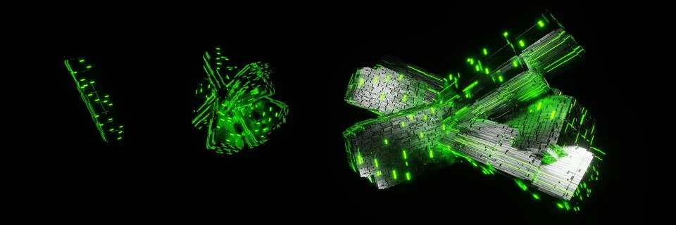 Sci-fi cube futuristic stream Data Communication flying into digital technolo イラスト素材