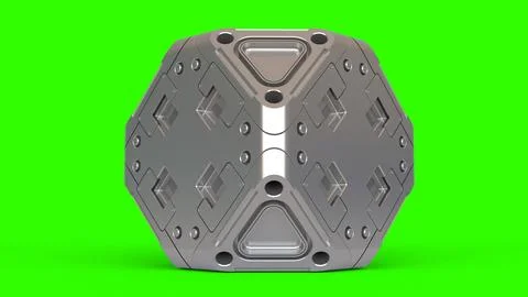 Sci-fi cube with green background Stock Illustration